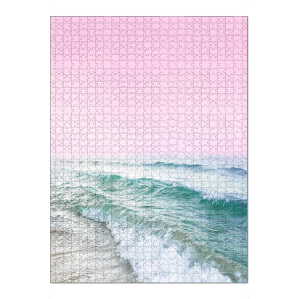 Puzzle Ravensburger "Pink Sky And Waves" artboxONE - Natur,Reise / Strand und Meer - Blau,Türkis,Ozean,Meeresfotografie,Meer,Strand,Wellen,Winter,Cool