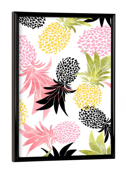 Poster mit schwarzem Rahmen "Pineapples pattern" artboxONE - Essen & Trinken,Essen & Trinken / Obst & Gemüse