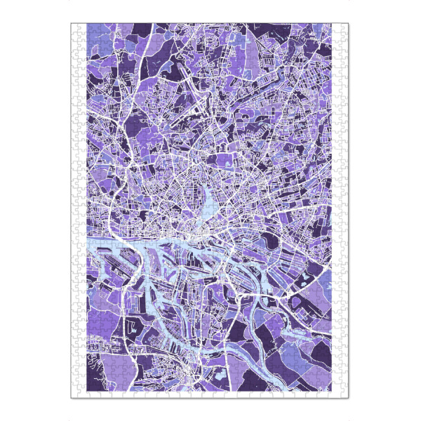 Puzzle Ravensburger "Hamburg Germany City Map purp" artboxONE - Städte / Berlin,Reise,Ultraviolet,Kartografie