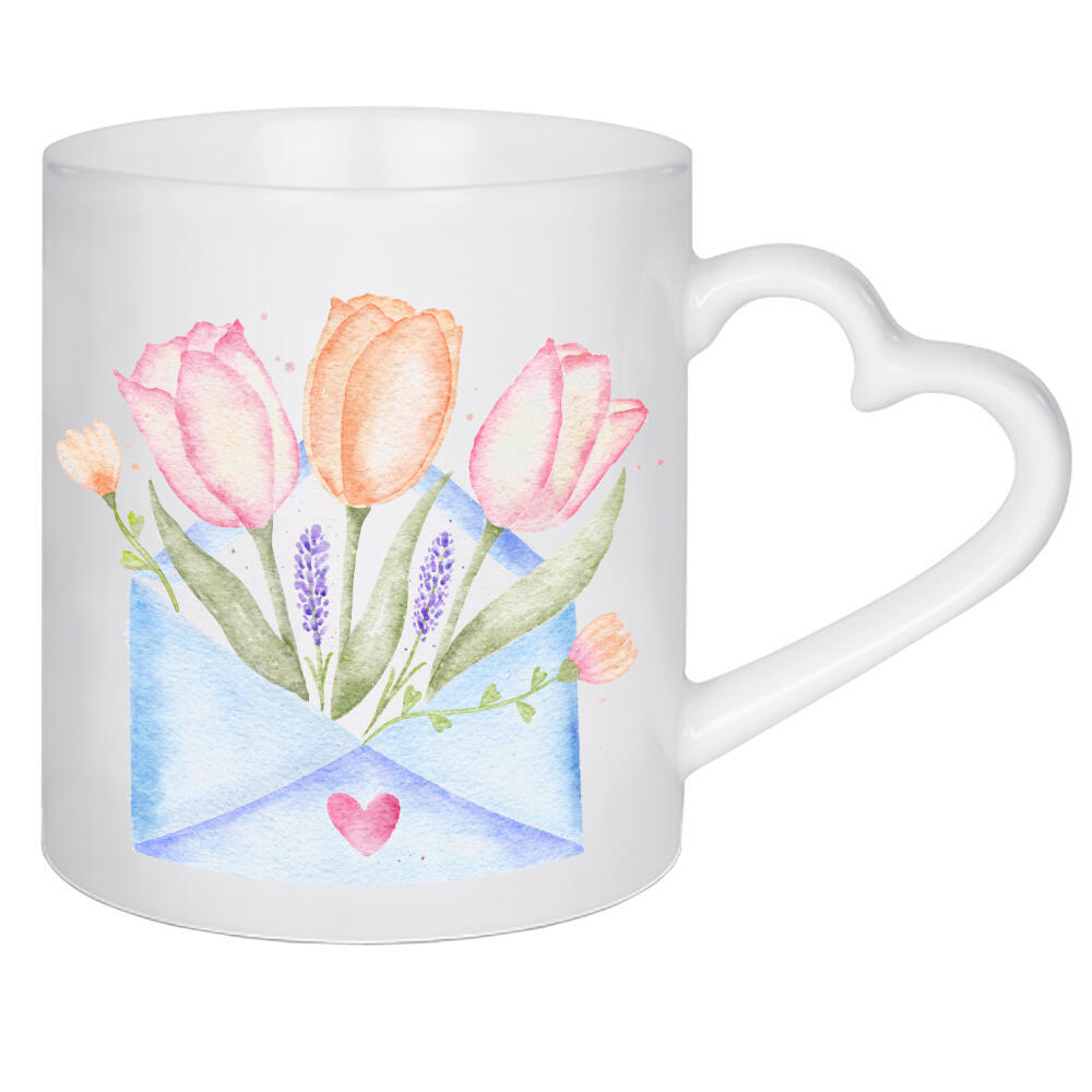 Herztasse "Blumengruß per Brief" artboxONE - Floral,Liebe,Für Mama