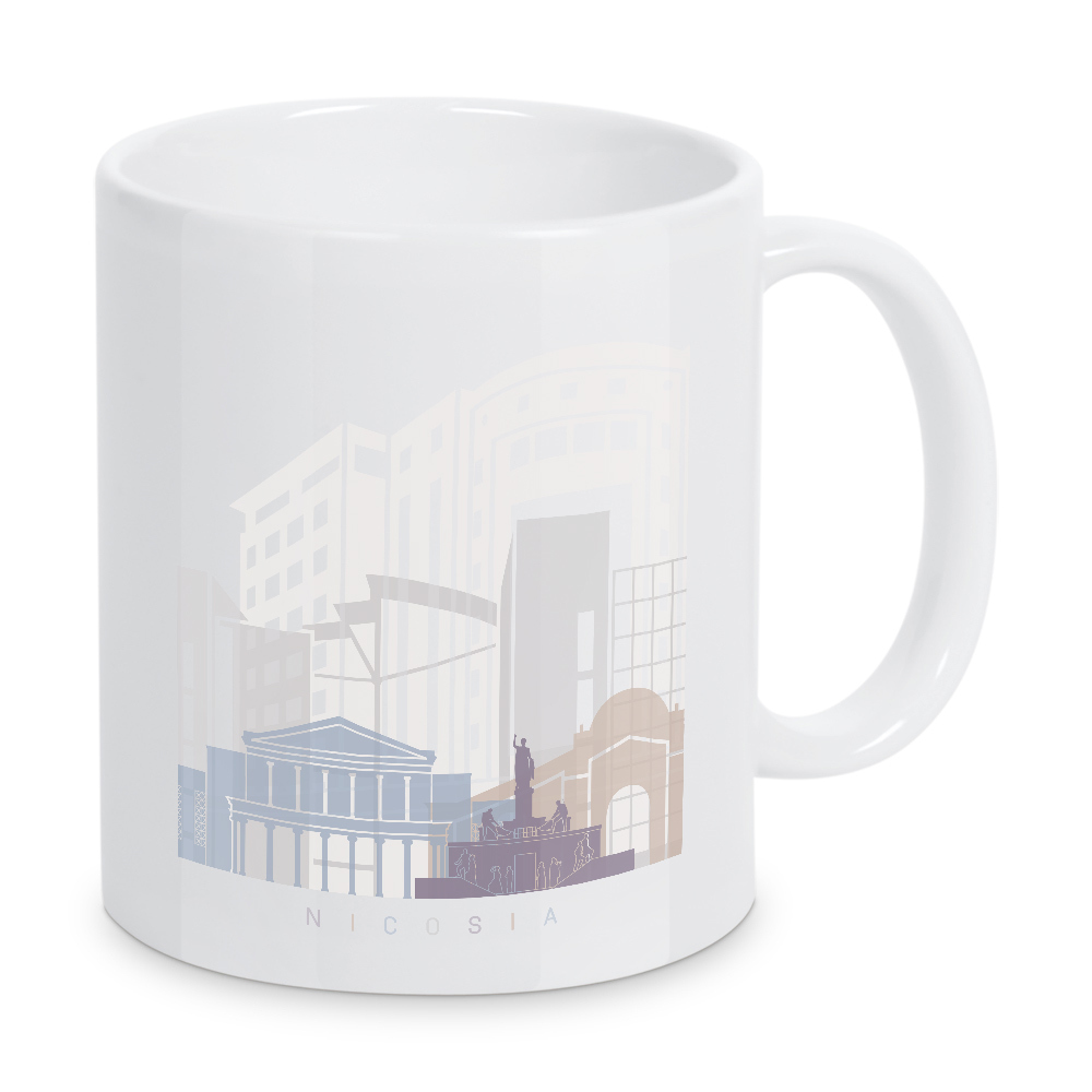 Tasse "NICOSIA SKYLINE PASTELL" artboxONE - Städte,Architektur - Skyline,Denkmäler,Stadt,Tourismus,Wandgemälde,Pastellfarben,Turm,Städte
