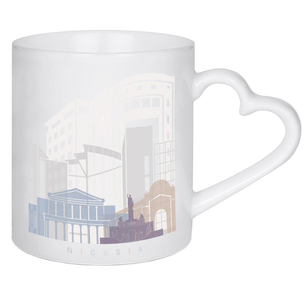 Herztasse "NICOSIA SKYLINE PASTELL" artboxONE - Städte,Architektur - Skyline,Denkmäler,Stadt,Tourismus,Wandgemälde,Pastellfarben,Turm,Städte