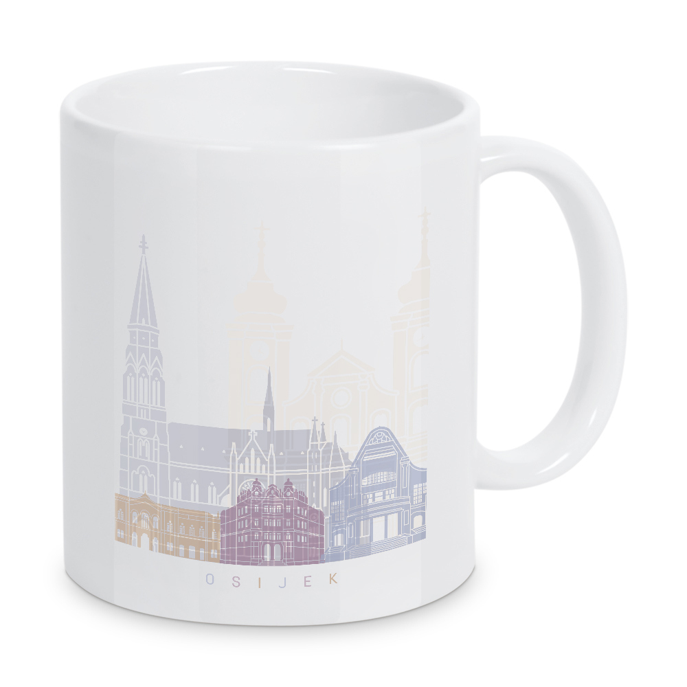 Tasse "OSIJEK SKYLINE PASTELL" artboxONE - Städte,Architektur - Skyline,Denkmäler,Stadt,Tourismus,Wandgemälde,Pastellfarben,Turm,Städte