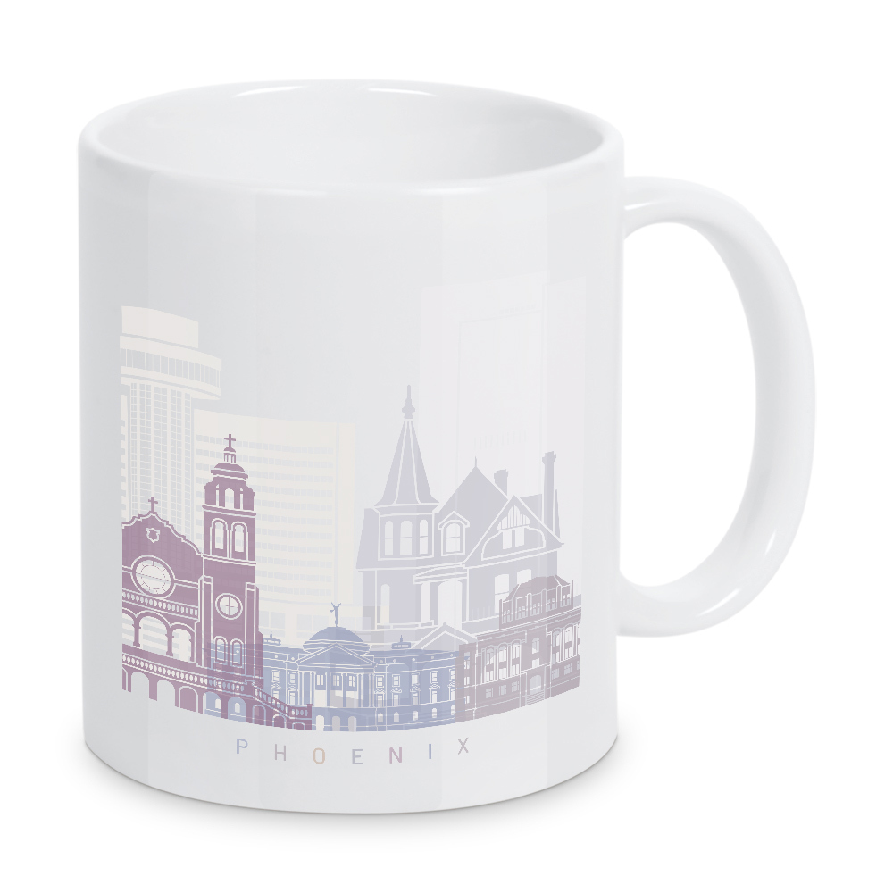Tasse "PHOENIX SKYLINE PASTELL" artboxONE - Städte,Architektur - Skyline,Denkmäler,Stadt,Tourismus,Wandgemälde,Pastellfarben,Turm,Städte