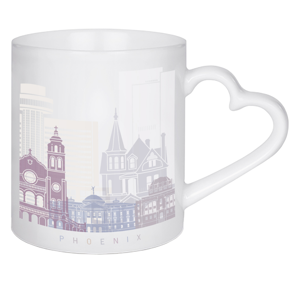 Herztasse "PHOENIX SKYLINE PASTELL" artboxONE - Städte,Architektur - Skyline,Denkmäler,Stadt,Tourismus,Wandgemälde,Pastellfarben,Turm,Städte
