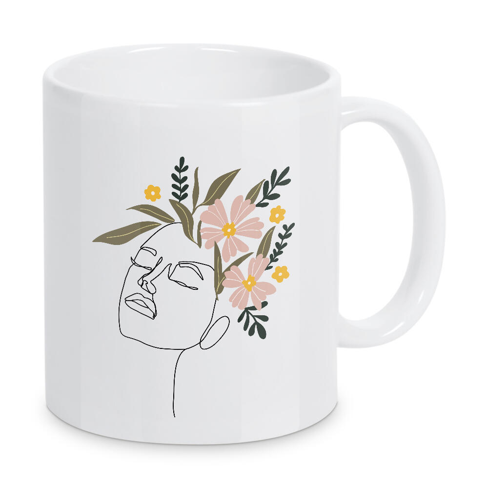 Tasse "Einzeiliges Porträt mit Blumen" artboxONE - Abstrakt,Menschen