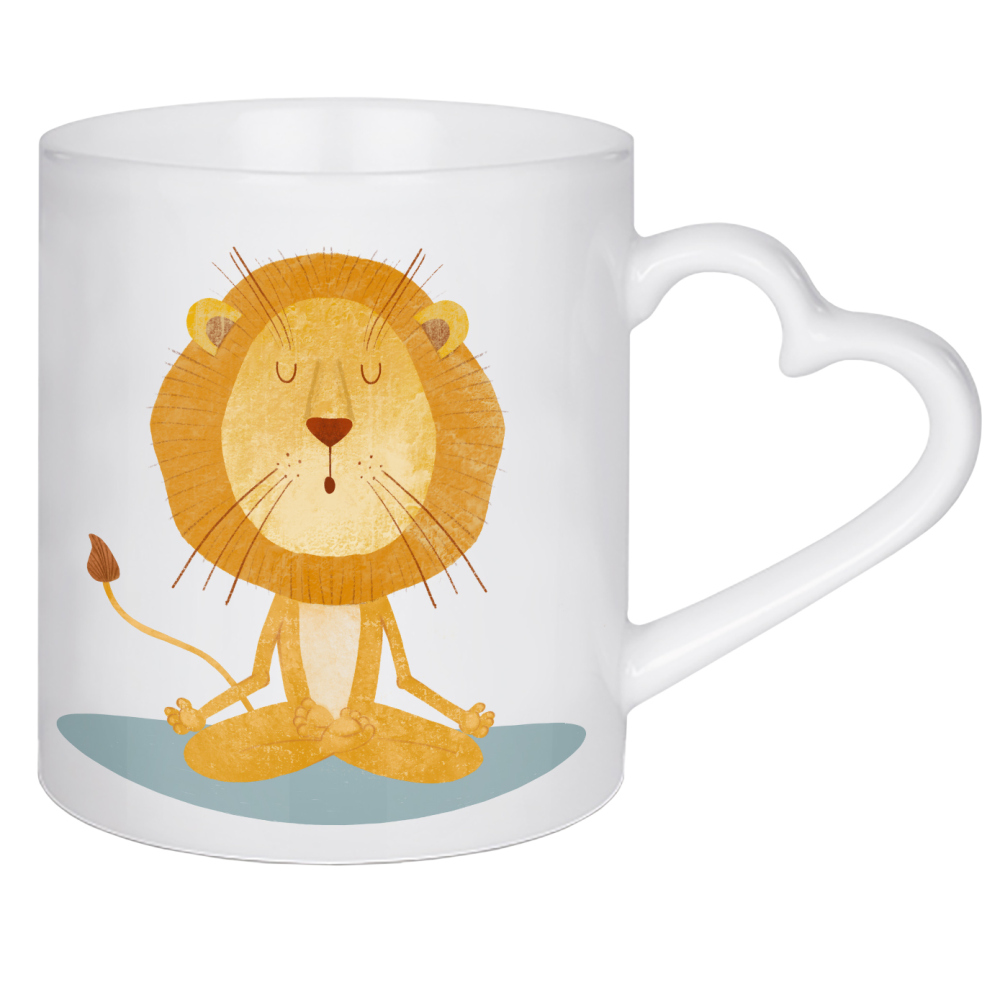 Herztasse "Yogalöwe" artboxONE - Für Kinder,Tiere,Sport,Für Mama,Für Papa