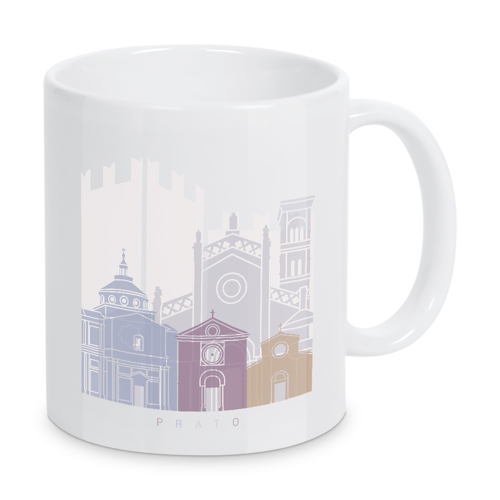 Tasse "PRATO SKYLINE PASTELL" artboxONE - Städte,Architektur - Skyline,Denkmäler,Stadt,Tourismus,Wandgemälde,Pastellfarben,Turm,Städte