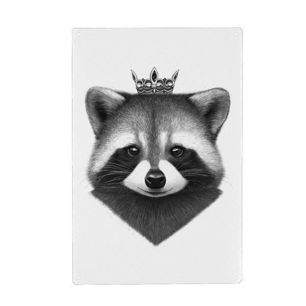 Holzbild "Queen raccoon" artboxONE - Tiere,Schwarzweiß