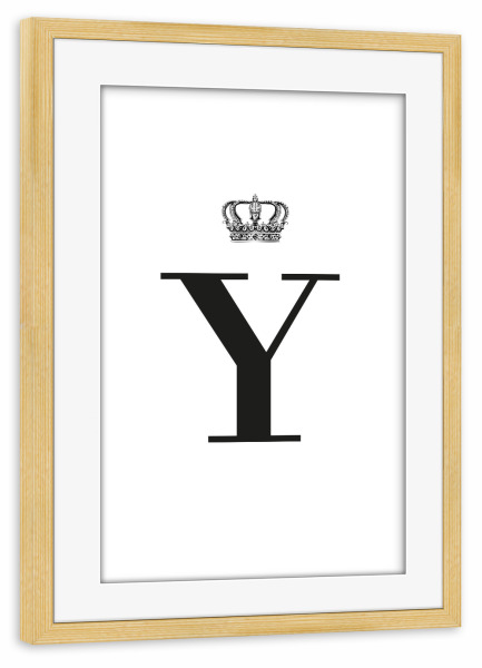 Poster mit Rahmen kiefer "Y King" artboxONE - Schwarzweiß,Buchstaben,Buchstaben / Y