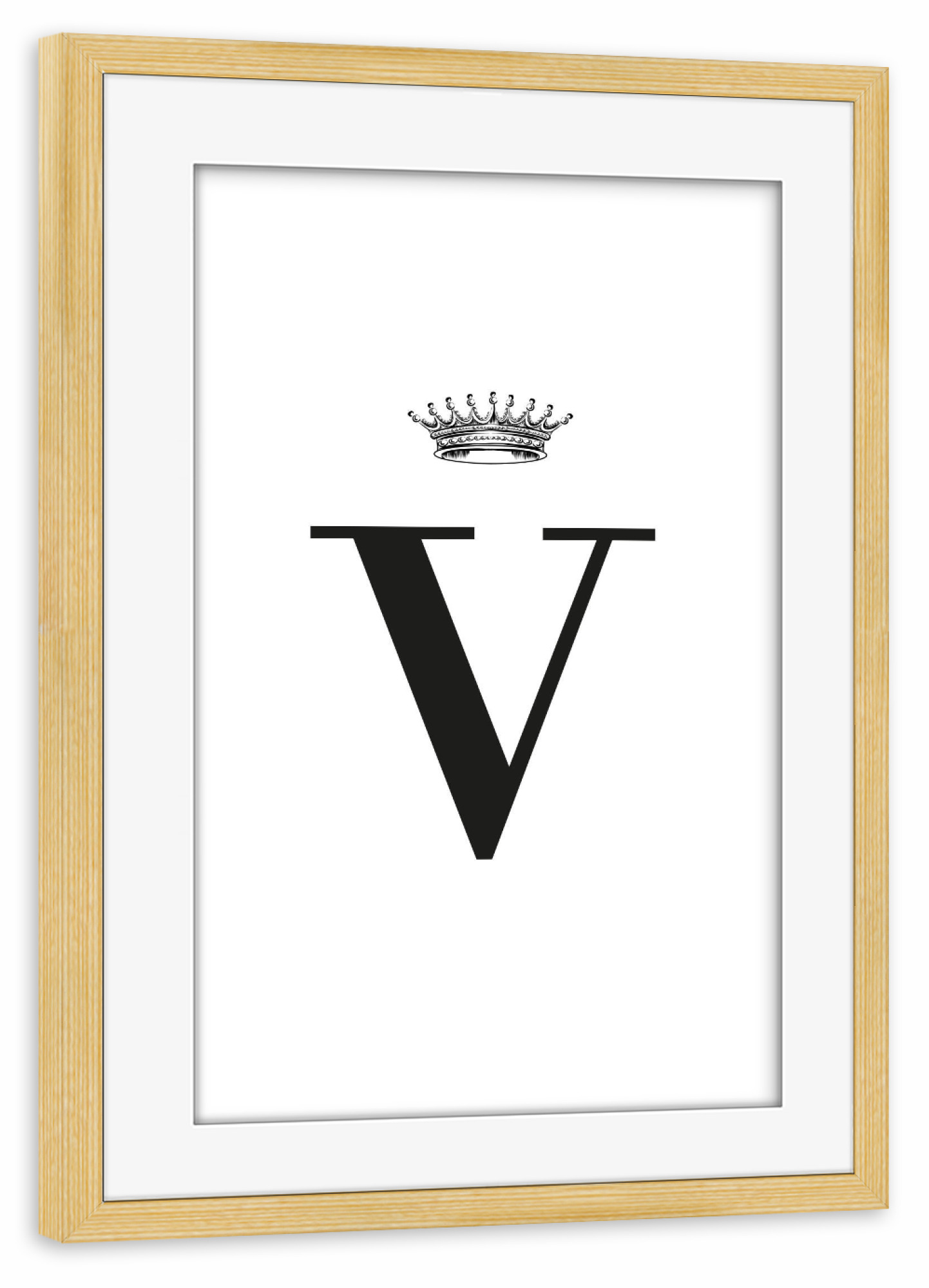 Poster mit Rahmen kiefer "V Queen" artboxONE - Schwarzweiß,Buchstaben,Buchstaben / V