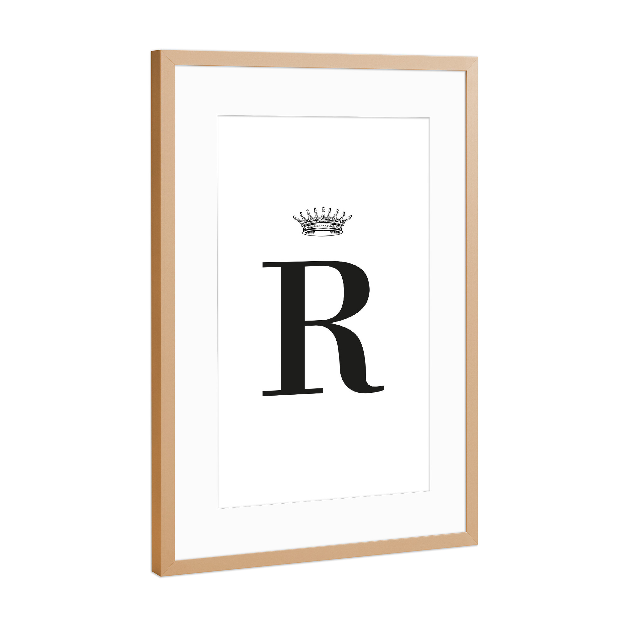 Poster mit Rahmen Kupfer "R Queen" artboxONE - Schwarzweiß,Buchstaben,Buchstaben / R