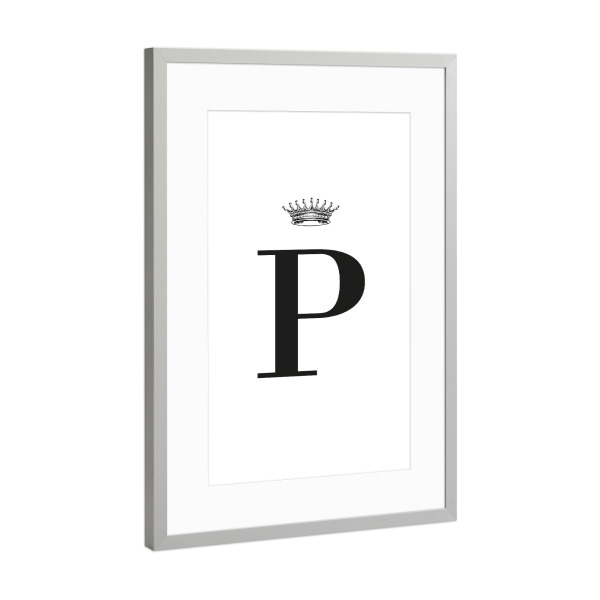 Poster mit Rahmen Silber "P Queen" artboxONE - Schwarzweiß,Buchstaben,Buchstaben / P