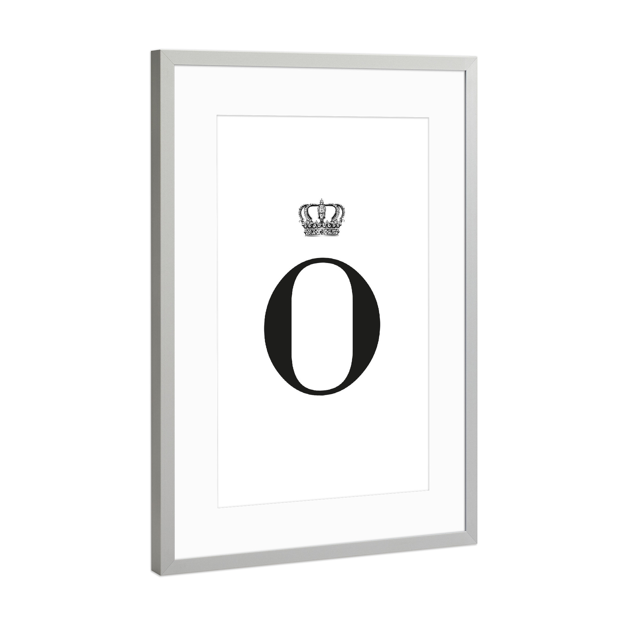 Poster mit Rahmen Silber "O King" artboxONE - Schwarzweiß,Buchstaben,Buchstaben / O