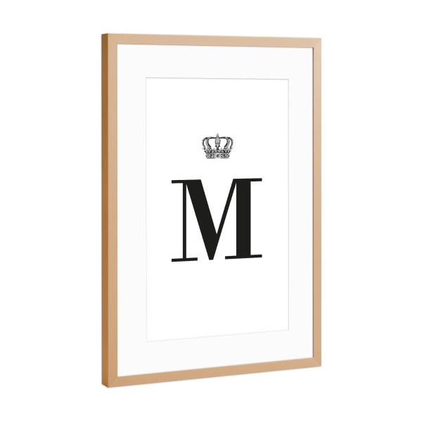 Poster mit Rahmen Kupfer "M King" artboxONE - Schwarzweiß,Buchstaben,Buchstaben / M