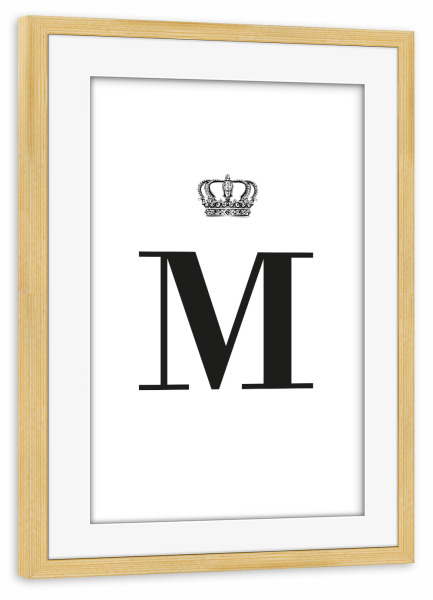 Poster mit Rahmen kiefer "M King" artboxONE - Schwarzweiß,Buchstaben,Buchstaben / M