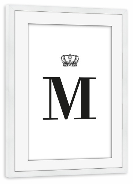 Poster mit Rahmen weiß "M King" artboxONE - Schwarzweiß,Buchstaben,Buchstaben / M