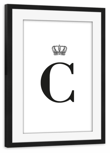 Poster mit Rahmen schwarz "C King" artboxONE - Schwarzweiß,Buchstaben,Buchstaben / C