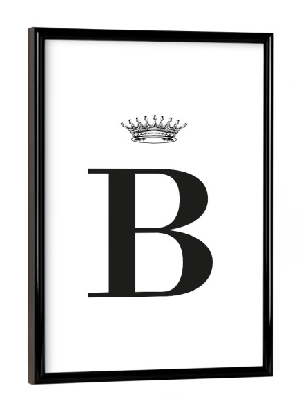 Poster mit schwarzem Rahmen "B Queen" artboxONE - Schwarzweiß,Buchstaben,Buchstaben / B