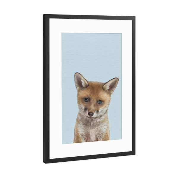Poster mit Rahmen Schwarz (Metallic) "Baby Fox" artboxONE - Für Kinder,Tiere