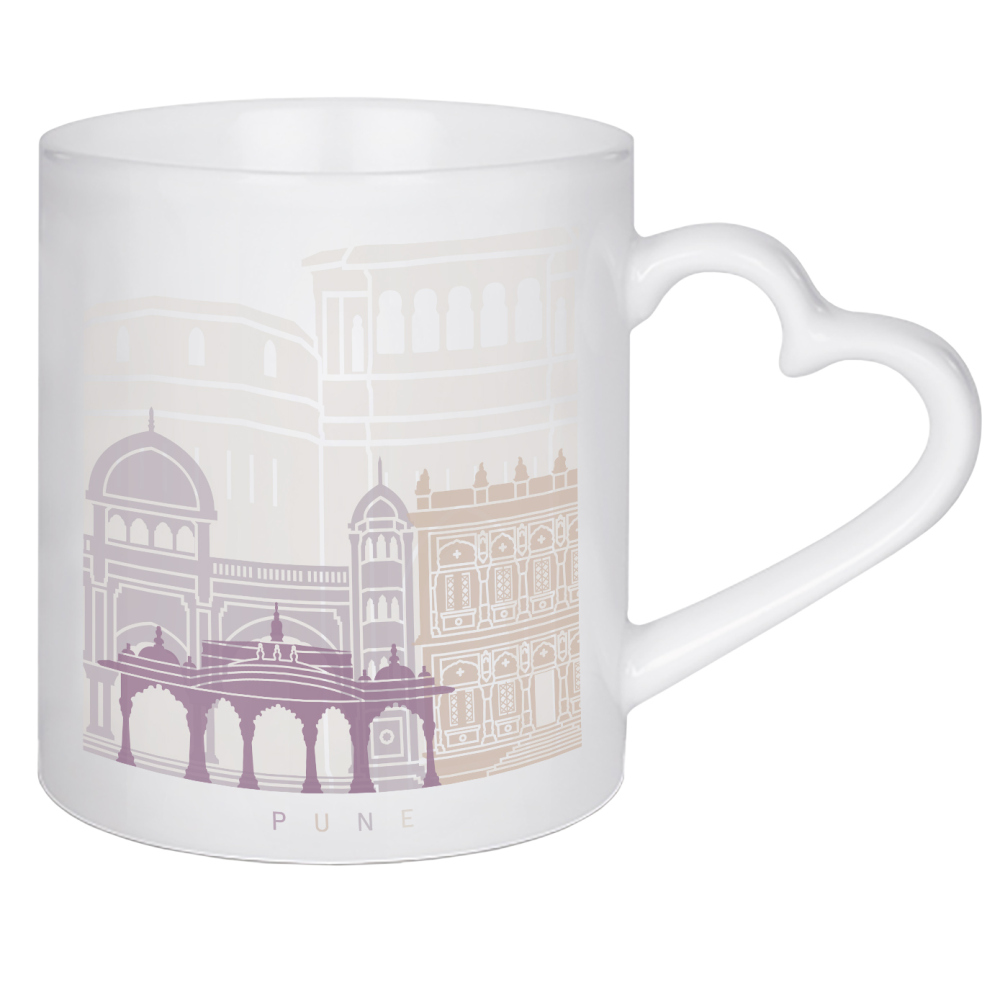 Herztasse "PUNE-SKYLINE-PASTELL" artboxONE - Städte,Architektur - Skyline,Denkmäler,Stadt,Tourismus,Wandgemälde,Pastellfarbe,Turm,Städte