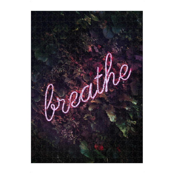 Puzzle Ravensburger "Neon Breathe" artboxONE - Typografie,Abstrakt - Atmen sie,Rosa,Neon,Leuchtreklame,Typografie,Foto,Tropisch,Atmen