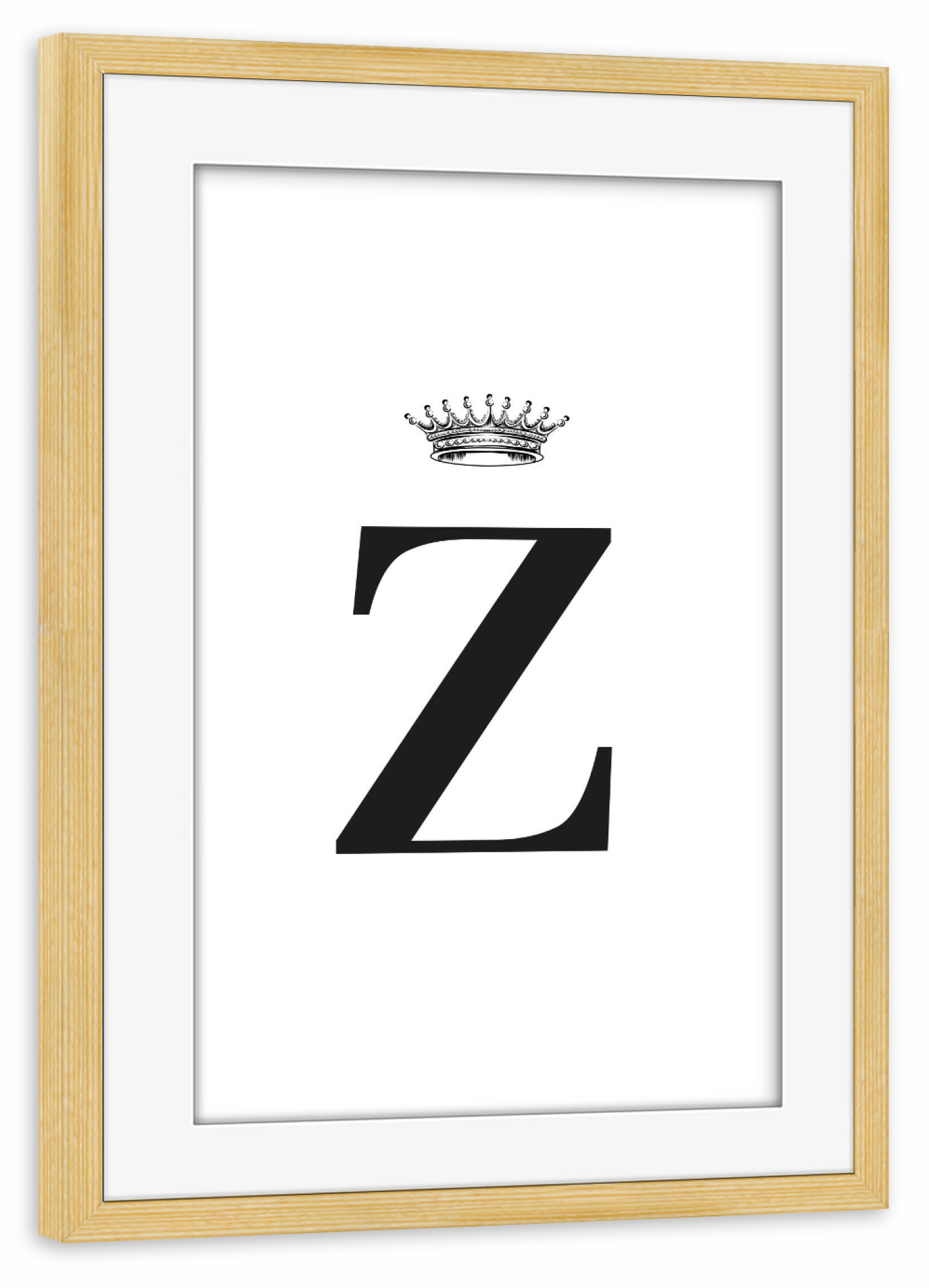 Poster mit Rahmen kiefer "Z Queen" artboxONE - Schwarzweiß,Buchstaben,Buchstaben / Z
