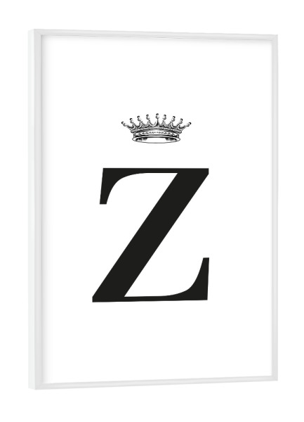 Poster mit weißem Rahmen "Z Queen" artboxONE - Schwarzweiß,Buchstaben,Buchstaben / Z