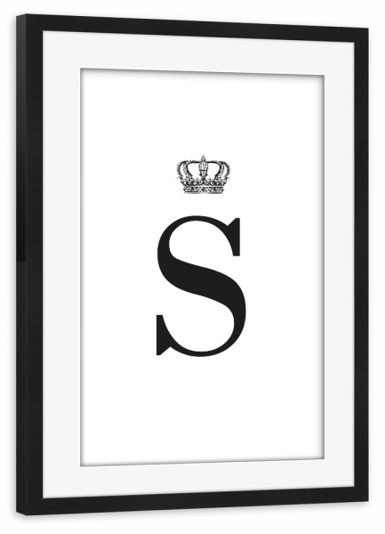 Poster mit Rahmen schwarz "S King" artboxONE - Schwarzweiß,Buchstaben,Buchstaben / S