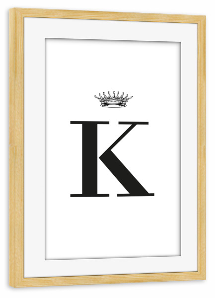 Poster mit Rahmen kiefer "K Queen" artboxONE - Schwarzweiß,Buchstaben,Buchstaben / K