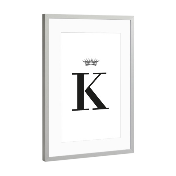 Poster mit Rahmen Silber "K Queen" artboxONE - Schwarzweiß,Buchstaben,Buchstaben / K