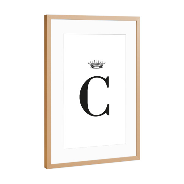 Poster mit Rahmen Kupfer "C Queen" artboxONE - Schwarzweiß,Buchstaben,Buchstaben / C