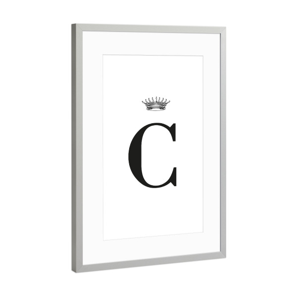 Poster mit Rahmen Silber "C Queen" artboxONE - Schwarzweiß,Buchstaben,Buchstaben / C