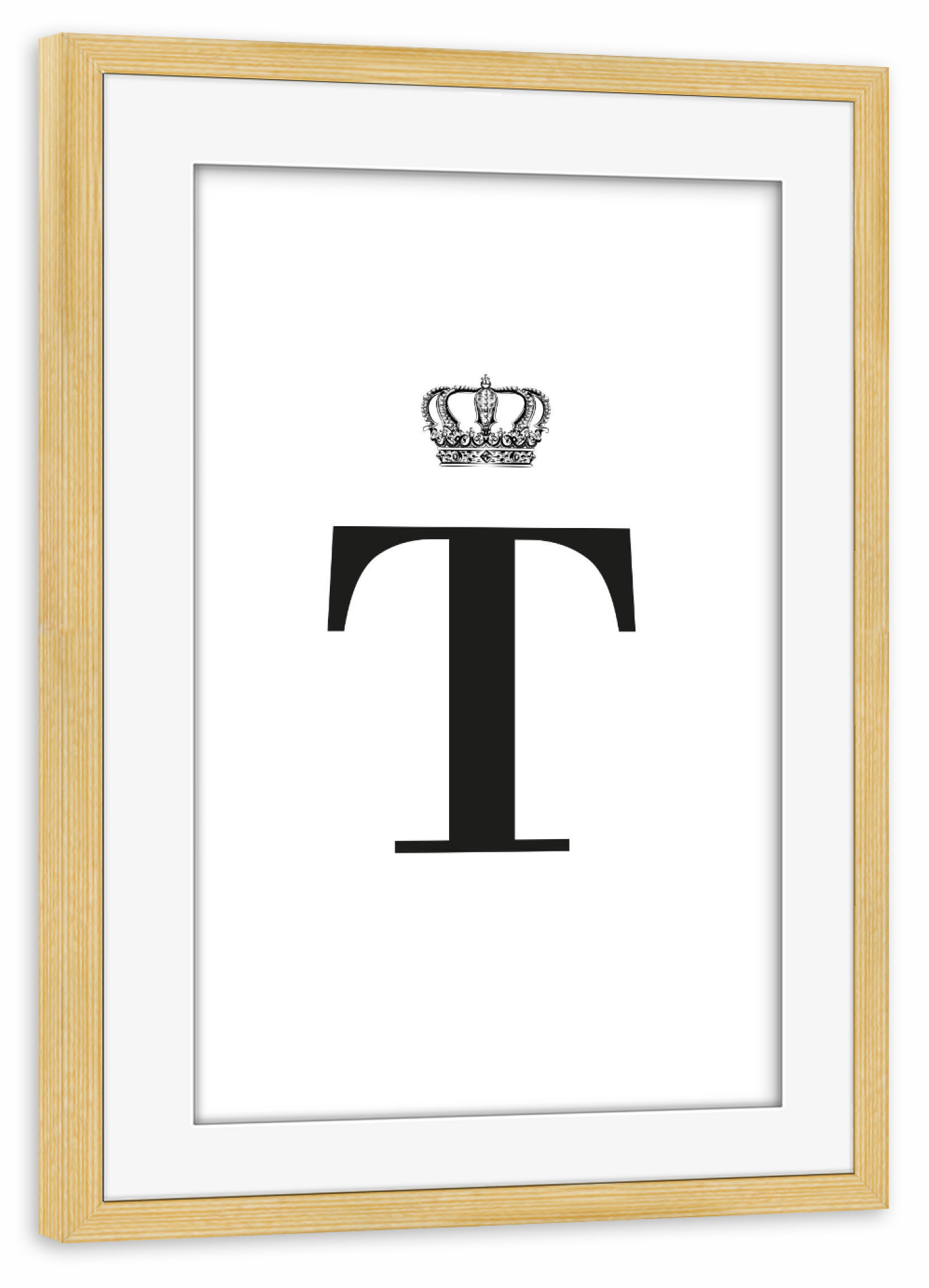 Poster mit Rahmen kiefer "T King" artboxONE - Schwarzweiß,Buchstaben,Buchstaben / T