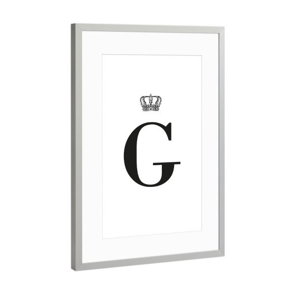 Poster mit Rahmen Silber "G King" artboxONE - Schwarzweiß,Buchstaben,Buchstaben / G