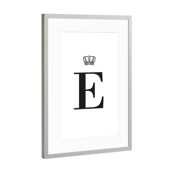 Poster mit Rahmen Silber "E King" artboxONE - Schwarzweiß,Buchstaben,Buchstaben / E