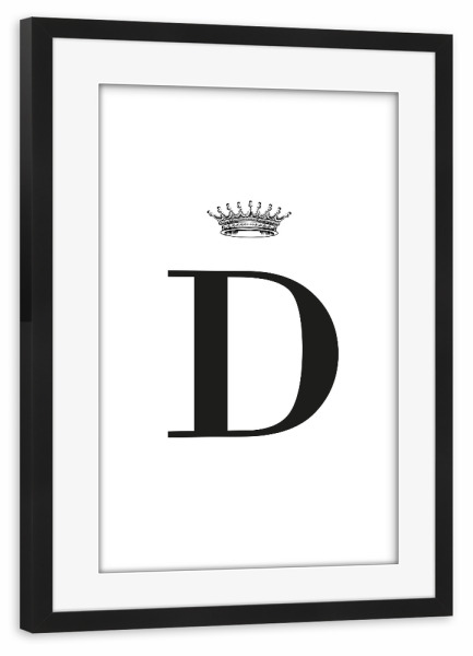 Poster mit Rahmen schwarz "D Queen" artboxONE - Schwarzweiß,Buchstaben,Buchstaben / D