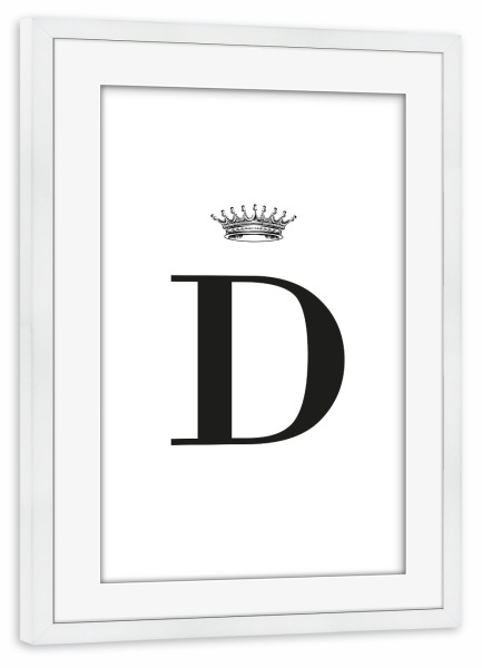 Poster mit Rahmen weiß "D Queen" artboxONE - Schwarzweiß,Buchstaben,Buchstaben / D