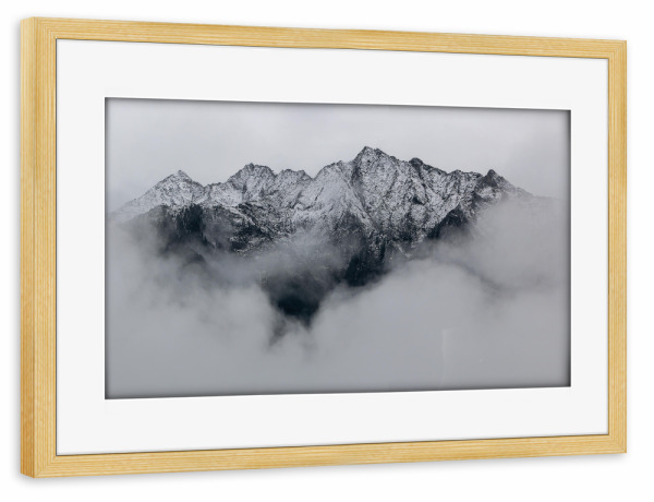 Poster mit Rahmen kiefer "Cloudy Mountain" artboxONE - Natur,Reise,Schwarzweiß