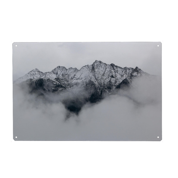 Holzbild "Cloudy Mountain" artboxONE - Natur,Reise,Schwarzweiß