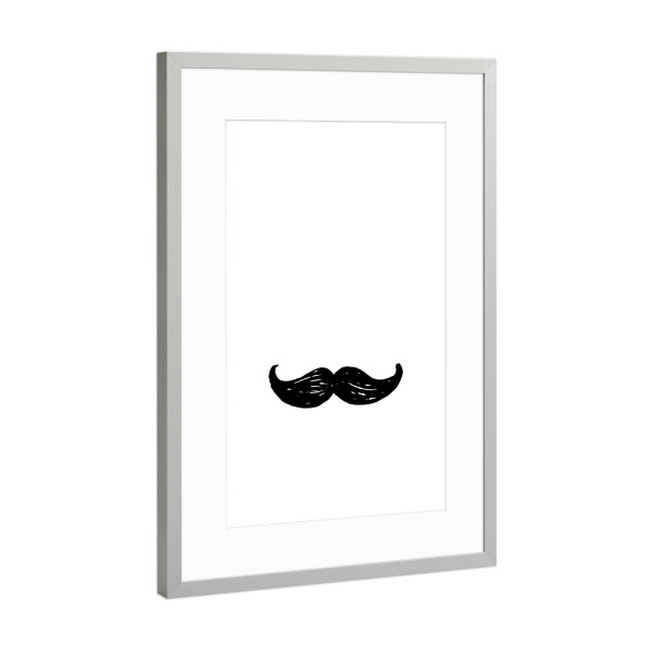Poster mit Rahmen Silber "Mustache - part of a set" artboxONE - Schwarzweiß,Fashion,Für Papa,Männer