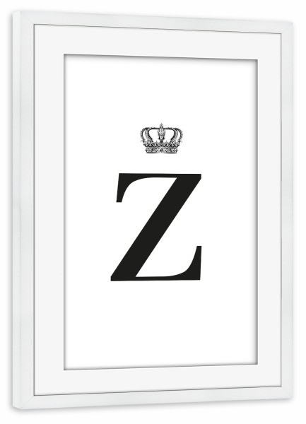 Poster mit Rahmen weiß "Z King" artboxONE - Schwarzweiß,Buchstaben,Buchstaben / Z