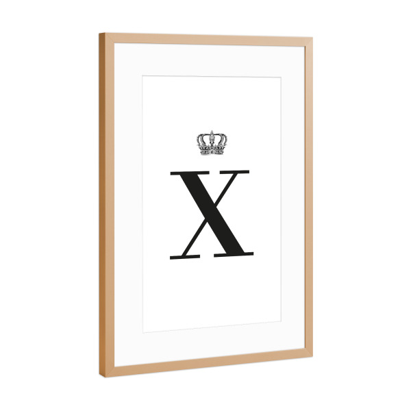 Poster mit Rahmen Kupfer "X King" artboxONE - Schwarzweiß,Buchstaben,Buchstaben / X