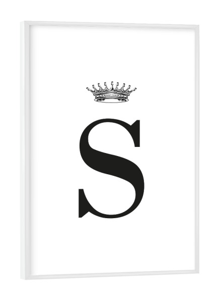 Poster mit weißem Rahmen "S Queen" artboxONE - Schwarzweiß,Buchstaben,Buchstaben / S