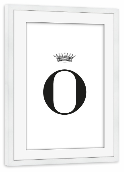 Poster mit Rahmen weiß "O Queen" artboxONE - Schwarzweiß,Buchstaben,Buchstaben / O