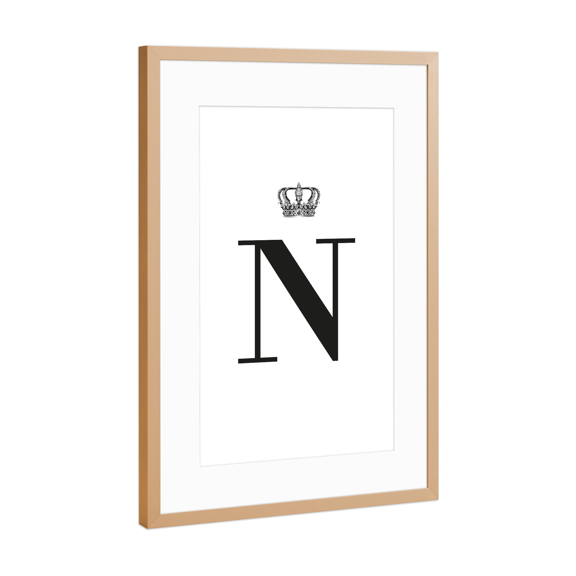 Poster mit Rahmen Kupfer "N King" artboxONE - Schwarzweiß,Buchstaben,Buchstaben / N