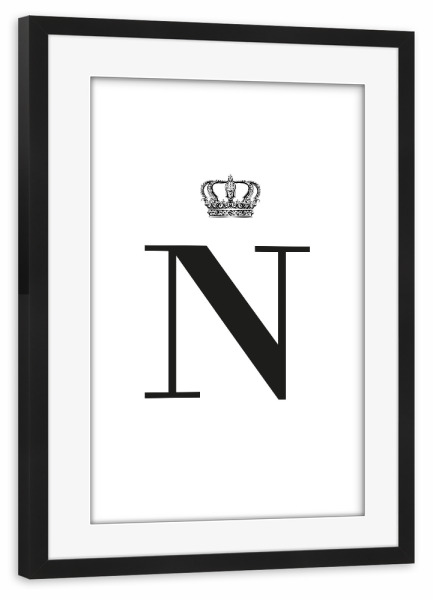 Poster mit Rahmen schwarz "N King" artboxONE - Schwarzweiß,Buchstaben,Buchstaben / N