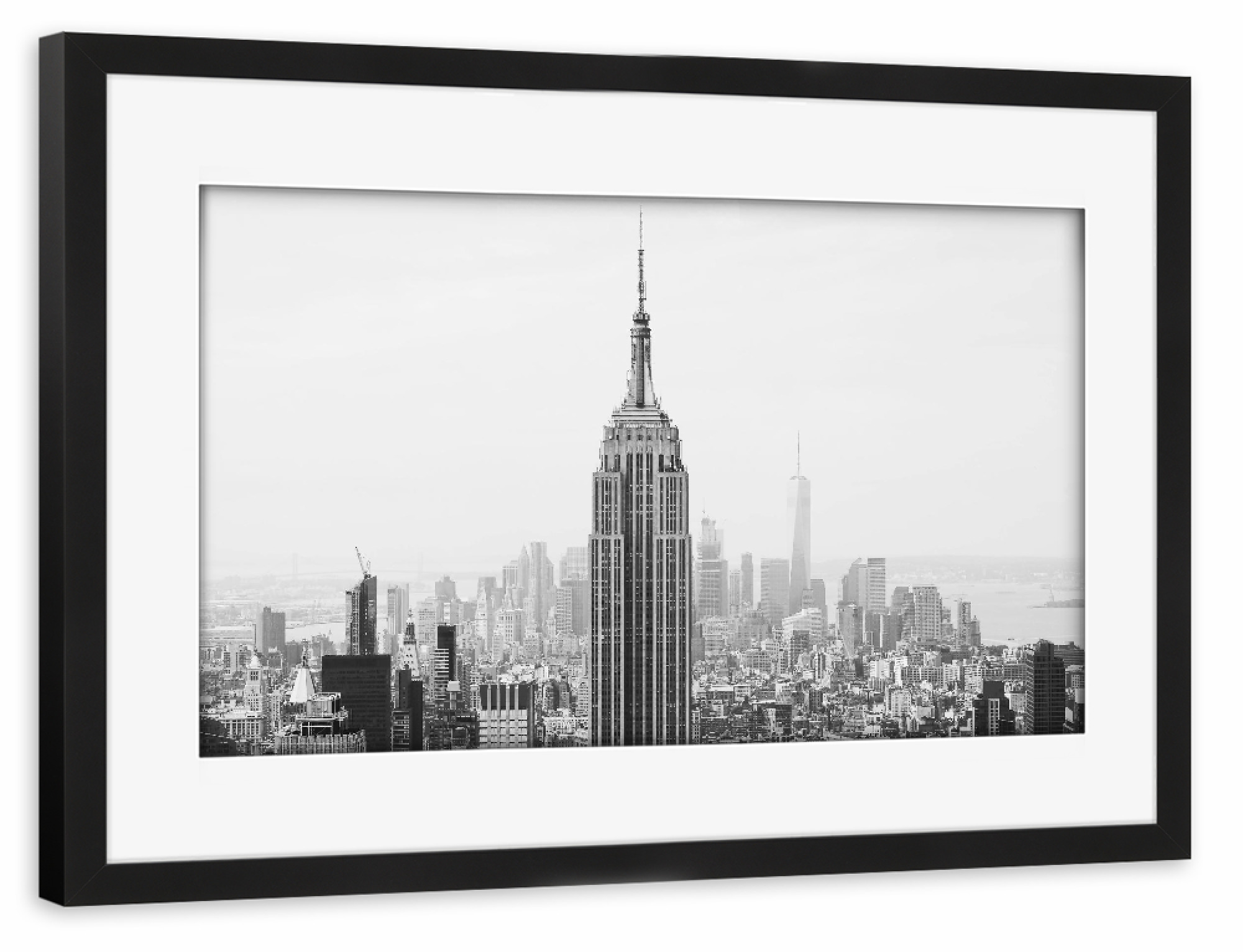 Poster mit Rahmen schwarz "The State Empire" artboxONE - Städte / New York,Schwarzweiß