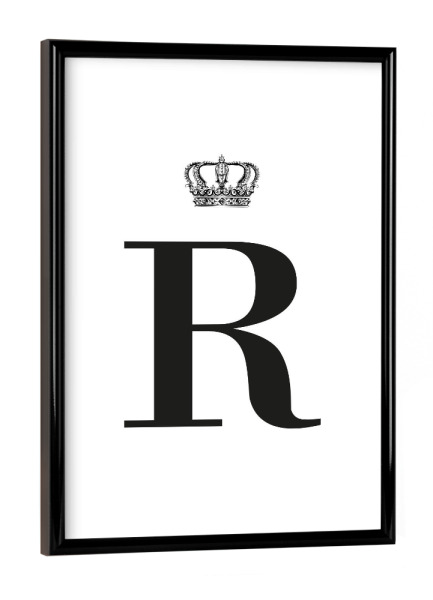 Poster mit schwarzem Rahmen "R King" artboxONE - Schwarzweiß,Buchstaben,Buchstaben / R