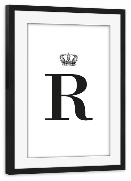 Poster mit Rahmen schwarz "R King" artboxONE - Schwarzweiß,Buchstaben,Buchstaben / R